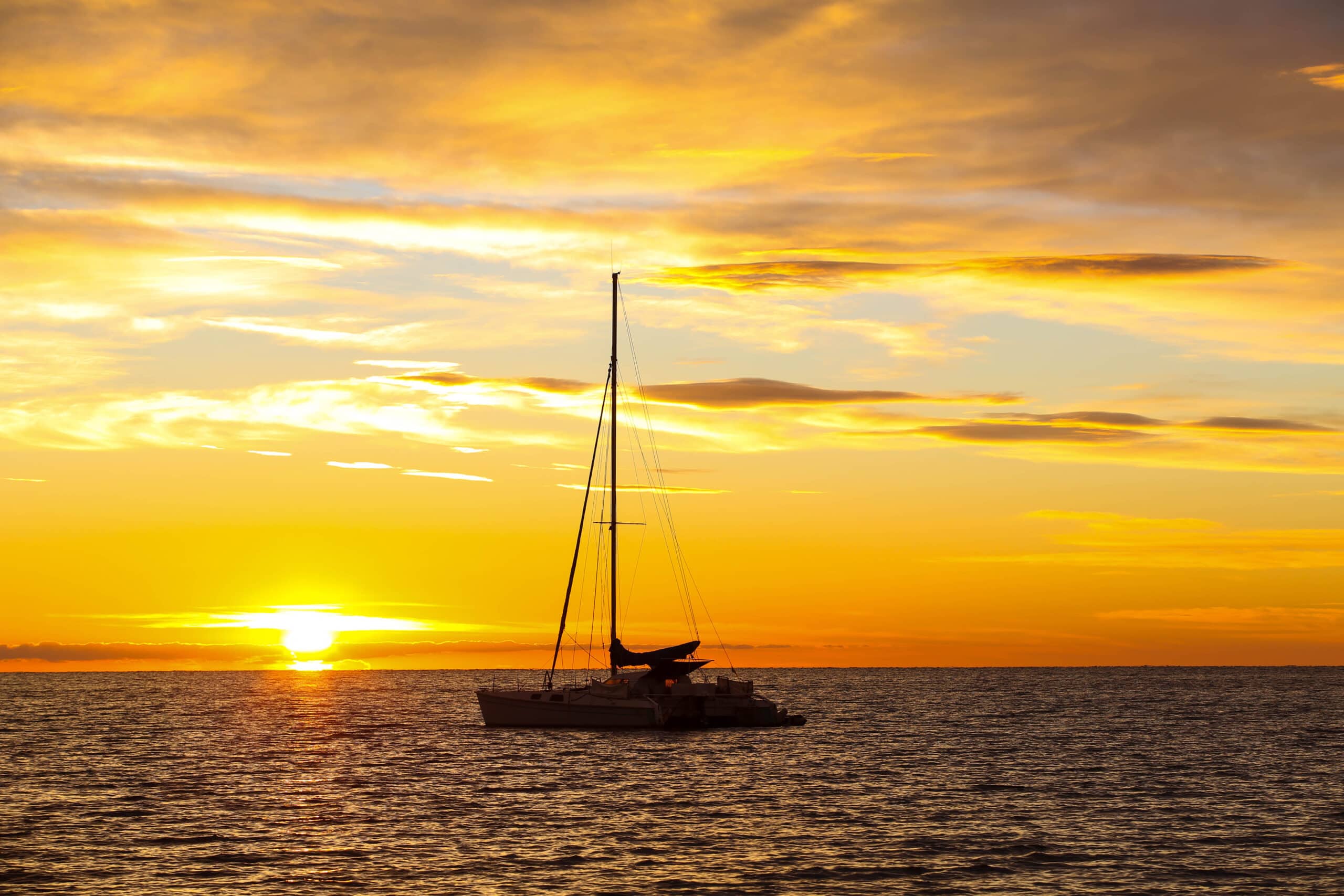 Coucher de soleil en catamaran