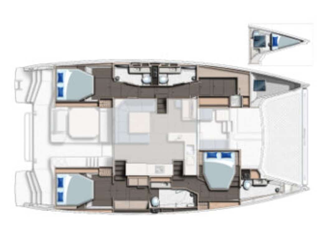 Catamaran Léopard 50 plan 3 cabines