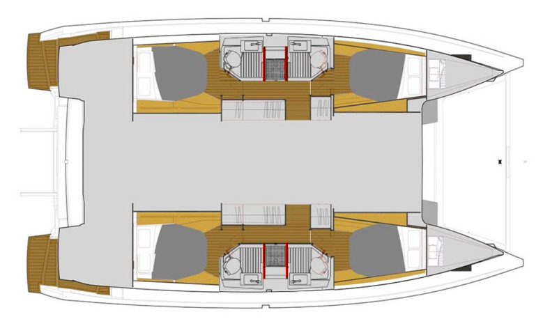 Plan intérieur Astréa 42 Fountaine Pajot