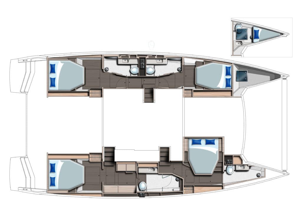 Catamaran Léopard 50 plan 4 Cabines